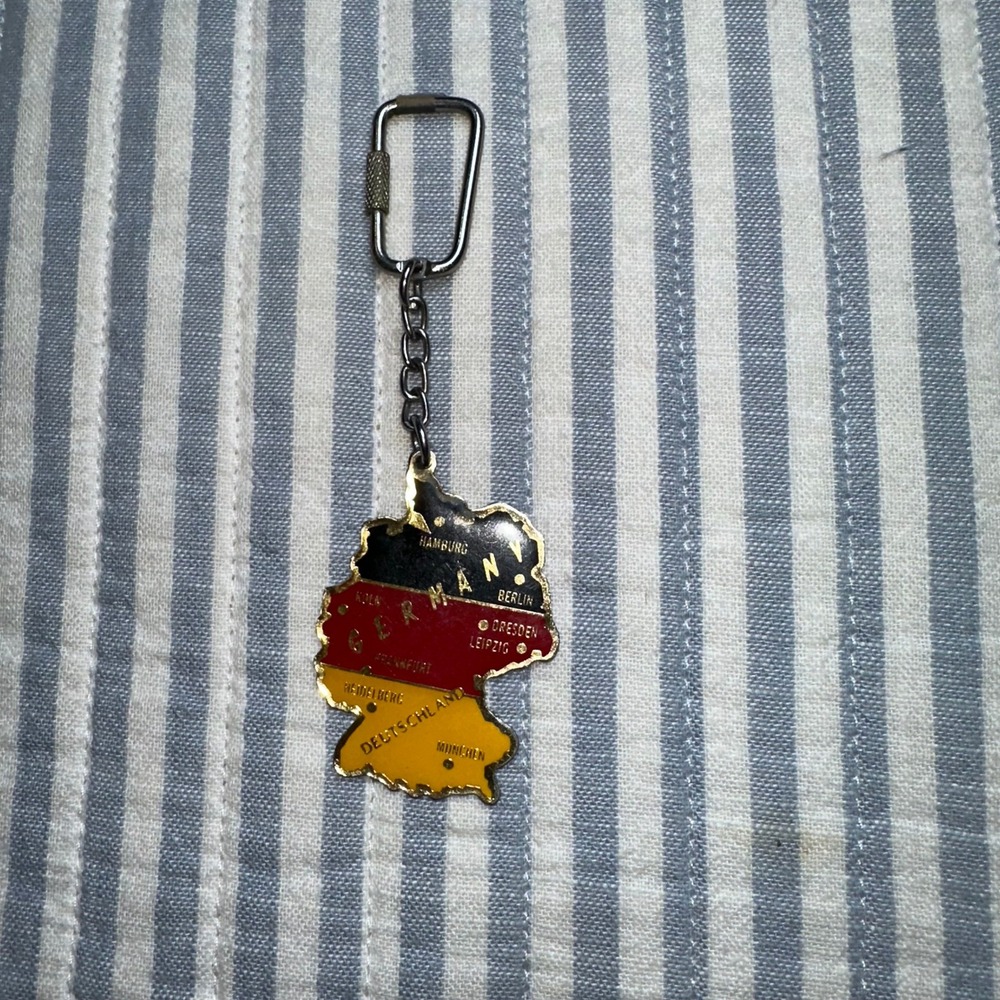 Vintage Germany Map Keychain Flag Colors Souvenir Berlin Hamburg Munchen‎ Travel